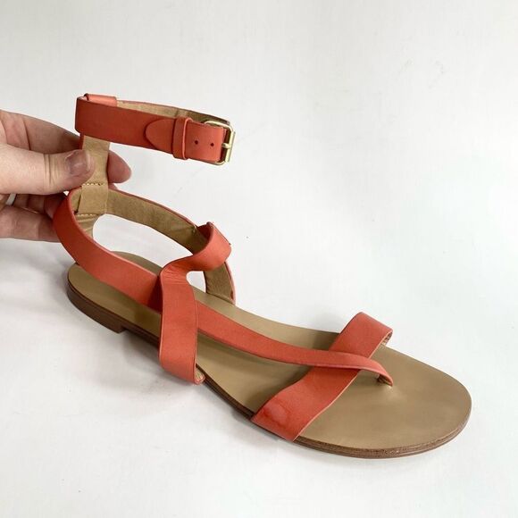 Splendid Womens Coral Pink Leather Ankle Strap Buckle Closure Sandals Size 7.5 - Picture 1 of 7
